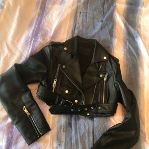 Carmar cropped genuine leather biker jacket